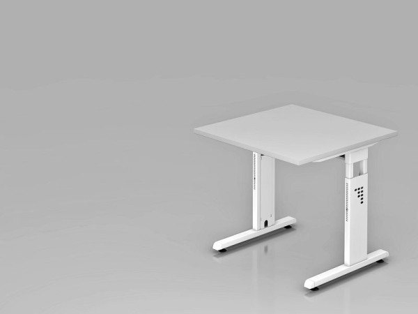 Hammerbacher bureau C-poot 80x80cm grijs/wit, werkhoogte 65-85 cm, VOS08/5/W