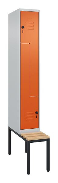 C+P Z-Spind Classic PLUS, met onderbank, 2 vakken, 2120x300x815mm, 7035/2004, draaigrendel, beuken zitlat, 0800537-102 S10060