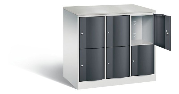 C+P XL lockerkast Resisto, H1077xB1148xD640mm, kleur: lichtgrijs / zwartgrijs, 8472-373 S10081