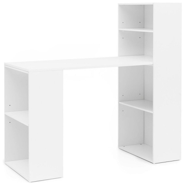 Wohnling bureau met plank 120 x 120 x 53 cm wit mat hout modern, WL5.692