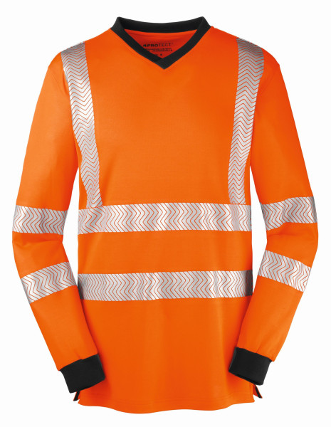 4PROTECT hoge zichtbaarheidsoverhemd met lange mouwen JACKSONVILLE, helder oranje/grijs, maat: XS, verpakking van 10, 3436-XS