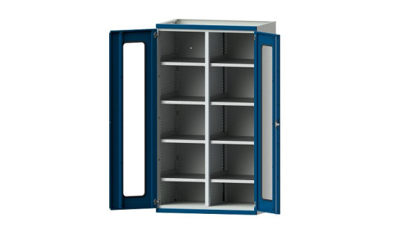 ANKE werkbanken, zware kast, model 201, 1085 x 690 x 1950 mm, zichtvlak van plexiglas, RAL 7035/5010, 621.034