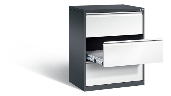 C+P archiefkast Acurado, H1045xB787xD590mm, kleur: zwartgrijs / verkeerswit, handgreep, 12923-322 S10035
