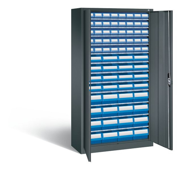 C+P tijdschriftenkast serie 13, H1980xB1000xD420mm, kleur: antracietgrijs, verzonken handgreep, 133144-28 S10102