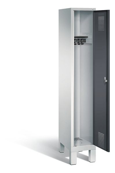 C+P Evolo kleerkast, H1850xB320xD500mm, kleur: lichtgrijs / zwartgrijs, 48010-10 S10380