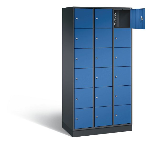 C+P lockerkast Intro, H1950xW920xD490mm, kleur: zwartgrijs / gentiaanblauw, 8670-301 S10085