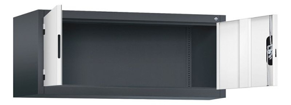 C+P bovenkast Acurado, H500xB1200xD500mm, kleur: zwartgrijs / verkeerswit, verzonken handgreep, 9484-000 S10171
