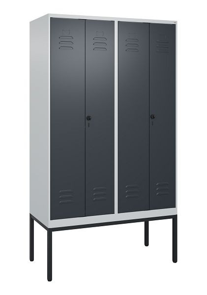 C+P Umkleidespind Classic PLUS SW, Gestell, 4 Abteile, 2120x1200x500mm, 7035/7016, Drehriegel, 0800327-40 S10008