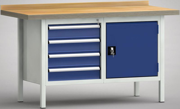 KLW standaard werkbank - 1500 x 700 x 840 mm L x D x H, WS177N-1500M40-E7040