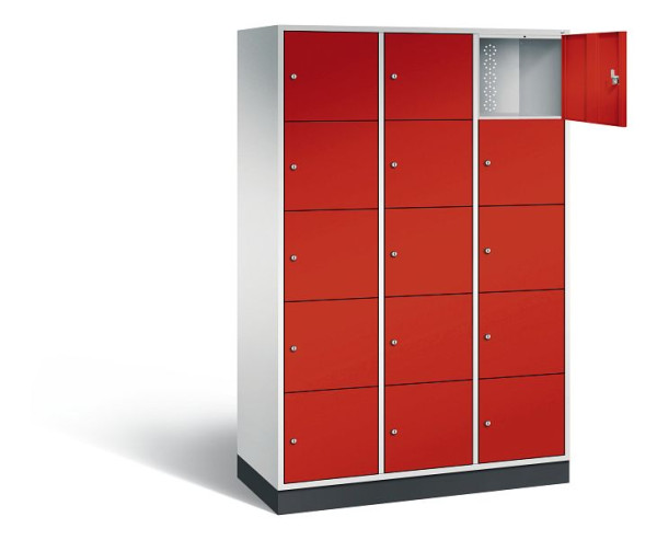 C+P XL lockerkast Intro, H1950xW1220xD490mm, kleur: lichtgrijs / vuurrood, 8570-302 S10014