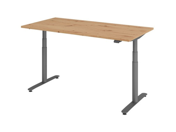 Hammerbacher elektrisch zit-sta bureau 160x80cm knoestig eiken/grafiet, VXDLR16/R/G
