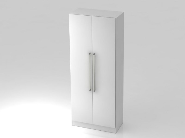 Hammerbacher kast 5OH met onderplaat chroomgreep wit/wit, 80x42x200,4 cm (BxDxH), V7100/W/W/CE
