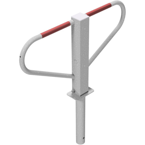 Stone HGS slagboom - opklapbaar - met 8 mm driehoekslot, voor inbouw in beton, verzinkt met rode reflecterende lichtstrips, 40773