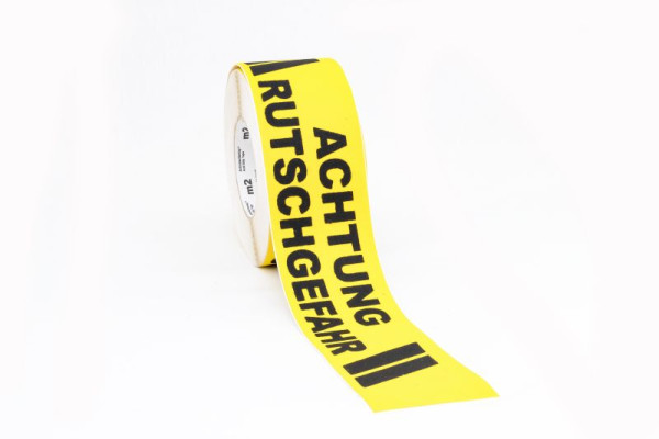 m2 antislip bekleding waarschuwingsmarkering zwart/geel met tekst "Let op: slipgevaar" rol 75mmx18,3m, M11R075183