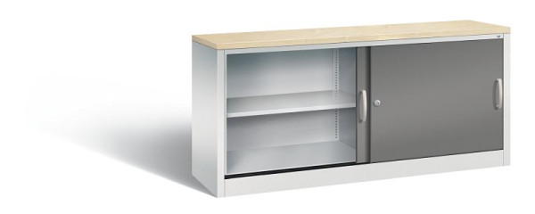 C+P dressoir met schuifdeuren Acurado, H720xB1600xD400mm, kleur: lichtgrijs / vulkaangrijs, beugelgreep, 2 niveaus, 5724-00 S10413