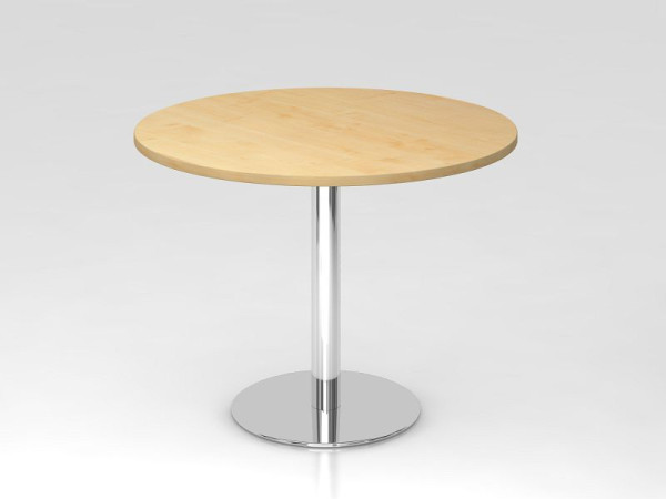Hammerbacher vergadertafel 100cm rond esdoorn/chroom, verchroomd frame, VSTF10/3/C