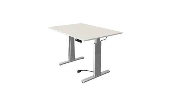 Kerkmann zit/sta tafel Move 3 zilver, B 1200 x D 800 mm, elektrisch in hoogte verstelbaar van 720-1200 mm, wit, 10231510