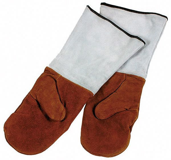APS bakhandschoenen, lengte 45 cm, leer, gevoerd met manchetten, hittebestendig tot 250°C, niet machinewasbaar, 88090