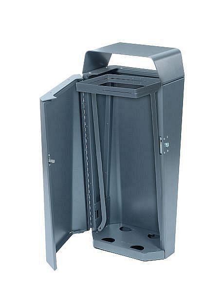 Renner staande afvalbak "ESTILO model" inhoud ca. 70 L, om vast te schroeven, verzinkt, gecoat, mosgroen, met vuilniszakhouder, 7759-00PB 6005