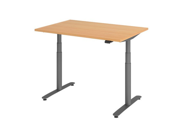 Hammerbacher zit-sta bureau elektrisch 120x80cm beuken/grafiet, VXDLR12/6/G