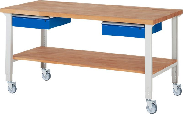RAU verrijdbare werkbank (in hoogte verstelbaar) 7002A7, 2000x900x950-1000mm, 4 zwenkwielen, 05-7002A7-209B4H4.11