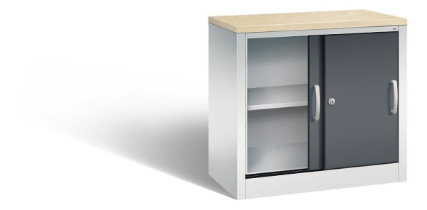 C+P dressoir met schuifdeuren Acurado, H720xB800xD400mm, kleur: lichtgrijs/zwartgrijs, beugelgreep, 2 niveaus, 5722-00 S10451