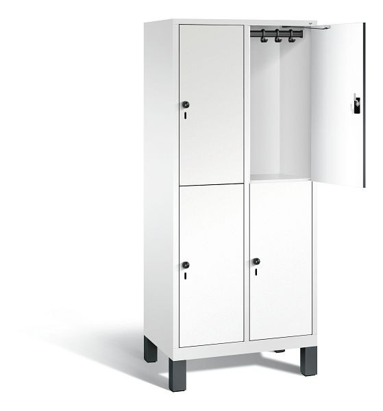 C+P locker, dubbellaags Evolo, H1850xW810xD500mm, kleur: verkeerswit / decor wit, 48310-22 S10289