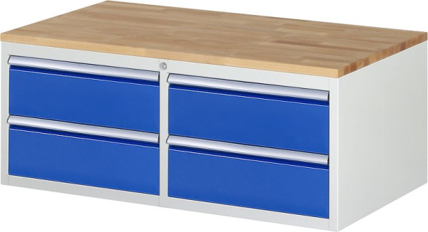 RAU ladekast serie 7000, B1145xD650xH465mm, laden: links: 2xH180mm, rechts: 2xH180mm, massief beukenhouten blad, 03-LL2.0.0AB.11