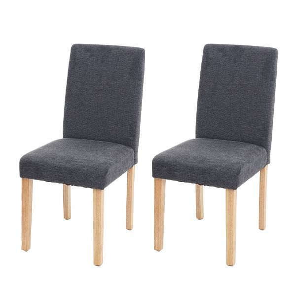 Mendler set van 2 eetkamerstoelen, keukenstoelen, Littau, textiel, antracietgrijs, lichte poten, 74548