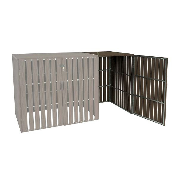 Mendler XL 1/2 WPC vuilnisbakbekleding uitbreiding HWC-J28, vuilnisbakbox, metaal houtlook, bruin, 75991+75992