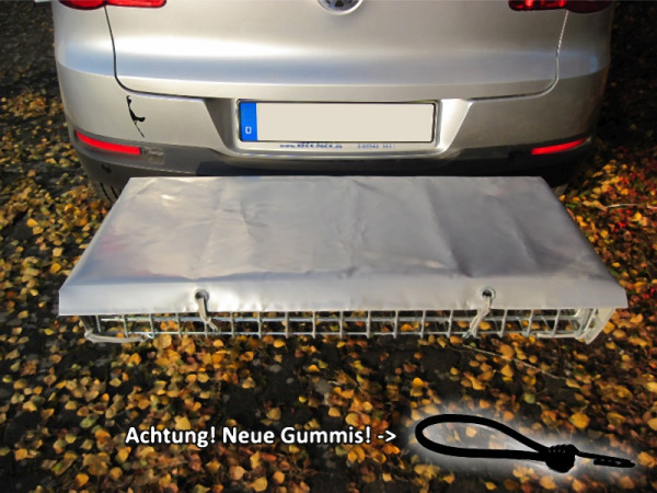 Achtertas universeelzeil, kleur zilver, inclusief expanderrubbers voor achterdragers maat 1200 x 600 mm, 900371