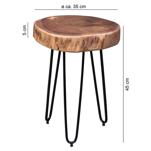 Wohnling massief houten acacia bijzettafel BAGLI 35 x 35 cm, massief, echt houten boomrand, WL1.549