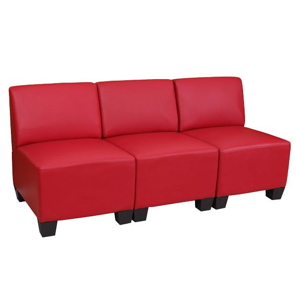 Mendler Modular 3-zits bank Couch Lyon, kunstleer, rood, zonder armleuningen, 3x21691