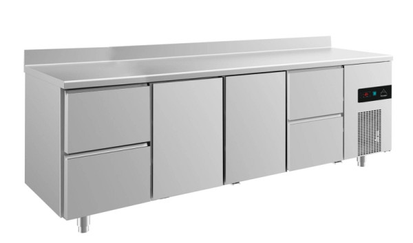 A&S Polarny koeltafel -2 tot +8°C met 2x deuren en 2x twee laden buiten, 2330 x 700 x 850 mm, met opstaande rand, KT4ZTTZA