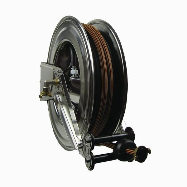 Ebinger slanghaspel OSM 510, max. 15bar/90°C, 20m - 1/2" rubberen slang ET, behuizing: RVS, 1.514.104
