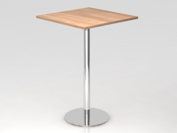 Hammerbacher bartafel 80x80cm walnoot/chroom, verchroomd frame, VSTH88/N/C