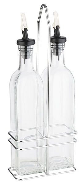 APS azijn-/oliekan, 13 x 7 cm, hoogte: 34 cm, metaal, verchroomd, azijn-/olieglascontainer, 500 ml, 40446