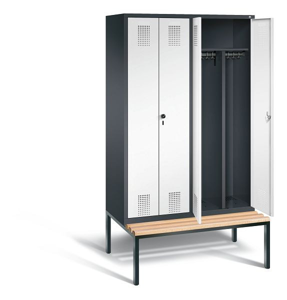 C+P zwart wit locker Evolo, H2090xW1190xD815mm, kleur: zwart grijs / verkeerswit, 48052-40 S10357