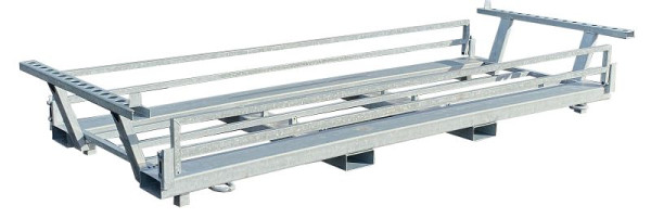 Schake dubbele traverse voor bouwhekken en voetplaten, standpijp: Ø 42,4 mm max. Dwarsbuis: Ø 26,9 mm Afmetingen: 3,30 x 0,54 m Uitvoering: verzinkt, 3B212T