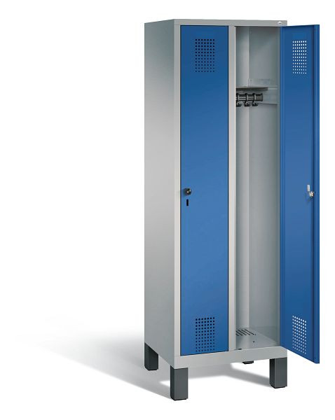 C+P Evolo kleerkast, H1850xW610xD500mm, kleur: wit aluminium / gentiaanblauw, 48010-20 S10424