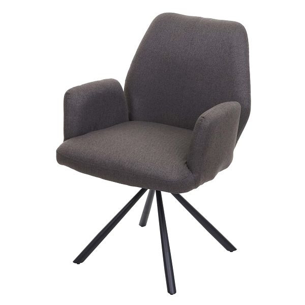 Mendler eetkamerstoel HWC-H71, keukenstoel, fauteuil, stof/textielstaal, grijsbruin, 73937