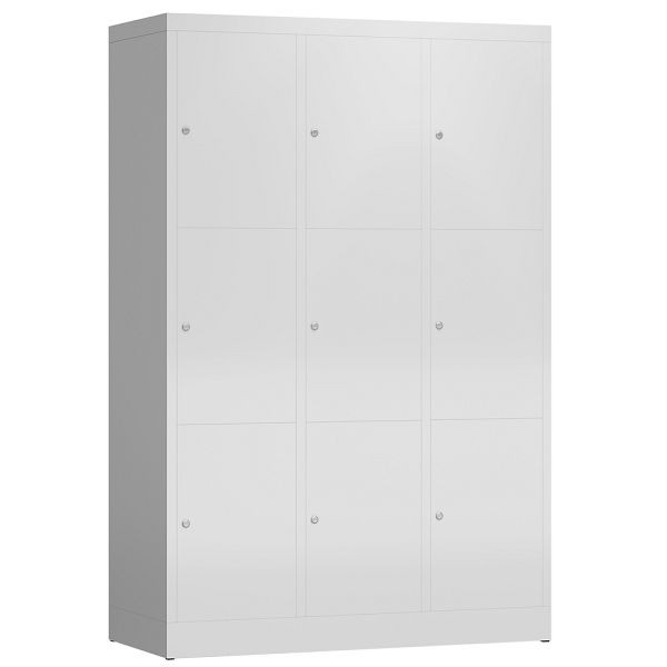 Lüllmann ClassiX lockerkast, 3 compartimenten met elk 3 compartimenten, 1800 x 1185 x 500 mm, lichtgrijs, X-523330