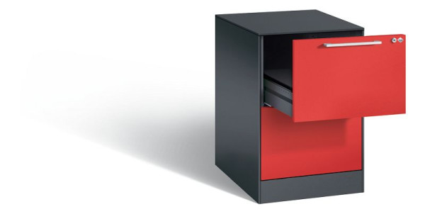 C+P archiefkast Asisto, H710xB440xD600mm, kleur: zwartgrijs / vuurrood, beugelgreep, 146275-221 S10014