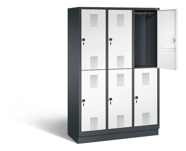 C+P locker dubbellaags Evolo, H1800xB1200xD500mm, kleur: zwartgrijs/verkeerswit, 48320-32 S10447