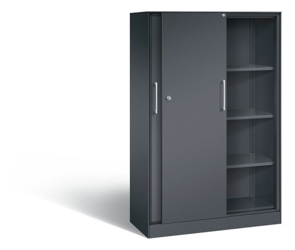 C+P schuifdeurkast Asisto, H1635xB1000xD435mm, kleur: zwart-grijs, beugelgreep, 4 niveaus, 142012-000 S10047