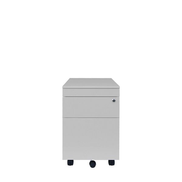 Lüllmann rolcontainer, zijgreeplijst, 2 laden, 620 x 400 x 590 mm, lichtgrijs, 505930
