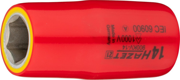 Hazet dopsleutelinzet, zeskant, dubbel geïsoleerd, hol vierkant 12,5 mm (1/2 inch), buitenzeskant trekprofiel, 14 mm, 900KV-14