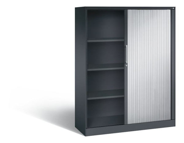C+P rolluikkast Asisto, H1639xB1200xD435mm, kleur: zwart grijs/wit aluminium, beugelgreep, 4 niveaus, 143011-000 S10032