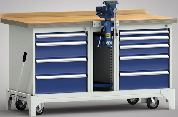 KLW mobiele professionele werkbank - 1700 x 700 x 871 mm L x B x H, WP797N-1700M45-E7020