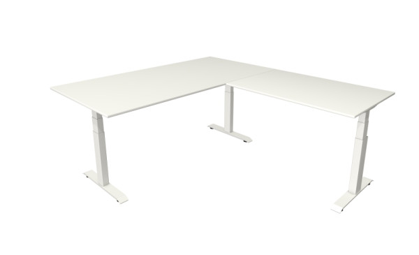 Kerkmann sta-/zittafel Move 4 nieuw 200 x 100 cm met verlengstuk 120 x 80 cm wit frame, wit tafelblad, 10093310
